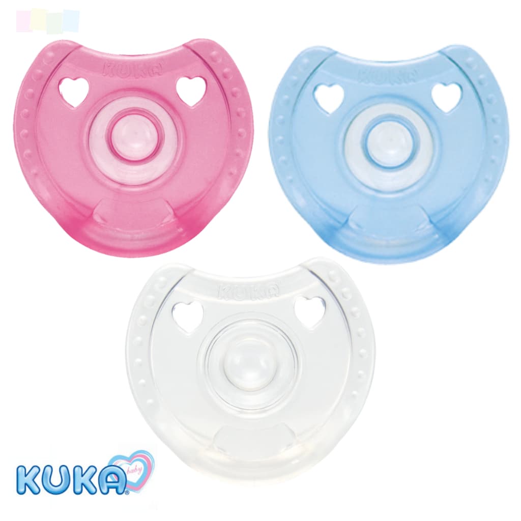 Chupeta  Kuka 100% Silicone Bico Reto +6 meses com Alça Design Ergonômico Higiênica e Fácil de Limpar