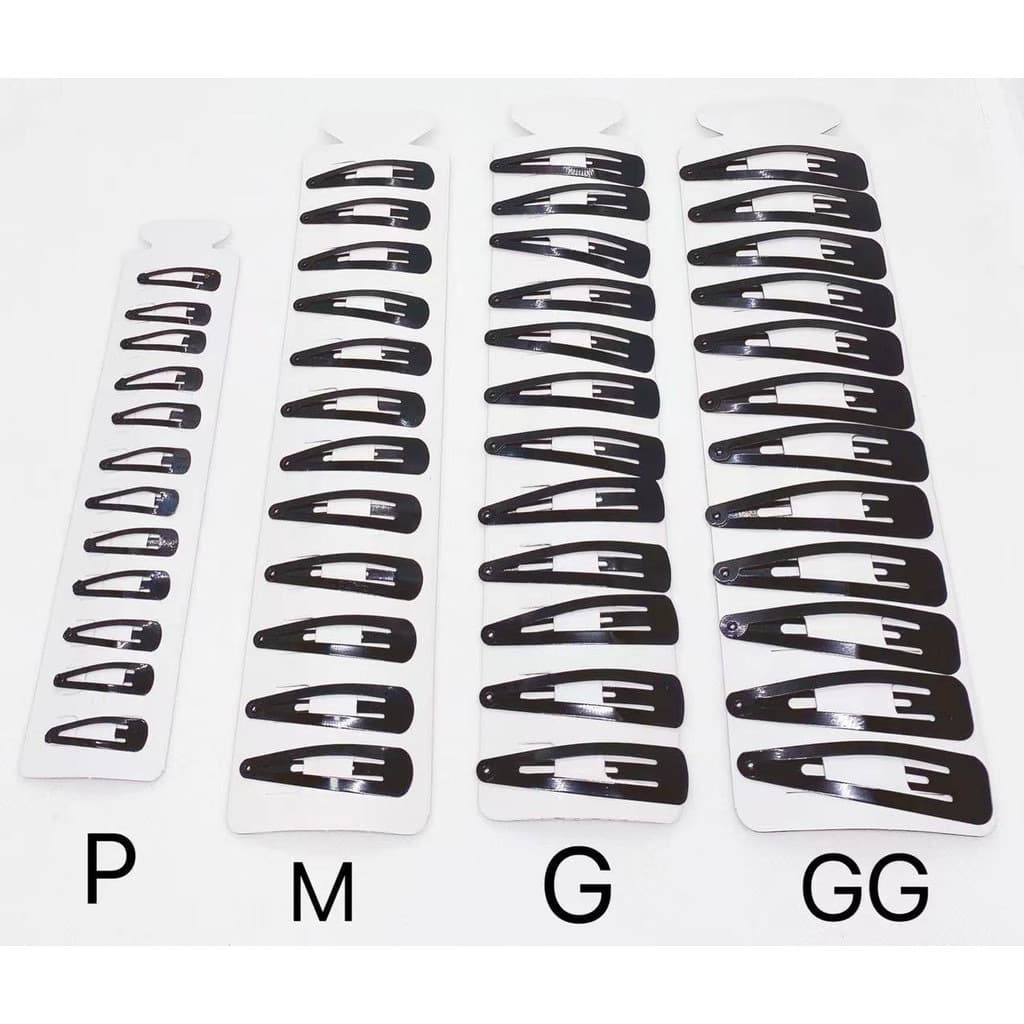 12 Pcs  Presilhas Cabelo Pretas Tamanho Grande Tic Tac com P,M,G,GG