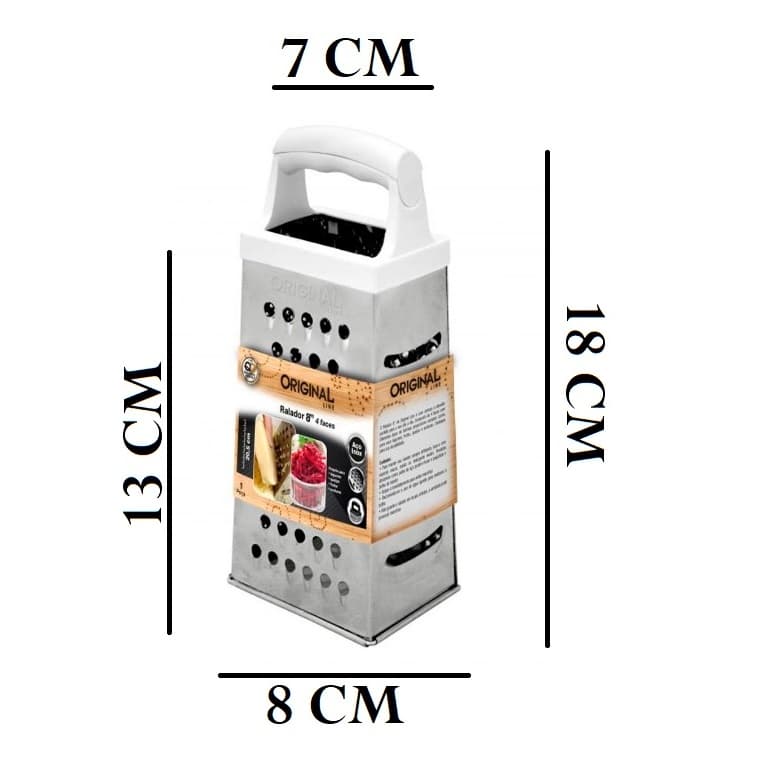 Ralador 4 Faces 18x8cm Em Aço inox Prático Fácil Original Line Para Ralar Queijos Verduras Alimentos Para Cozinha