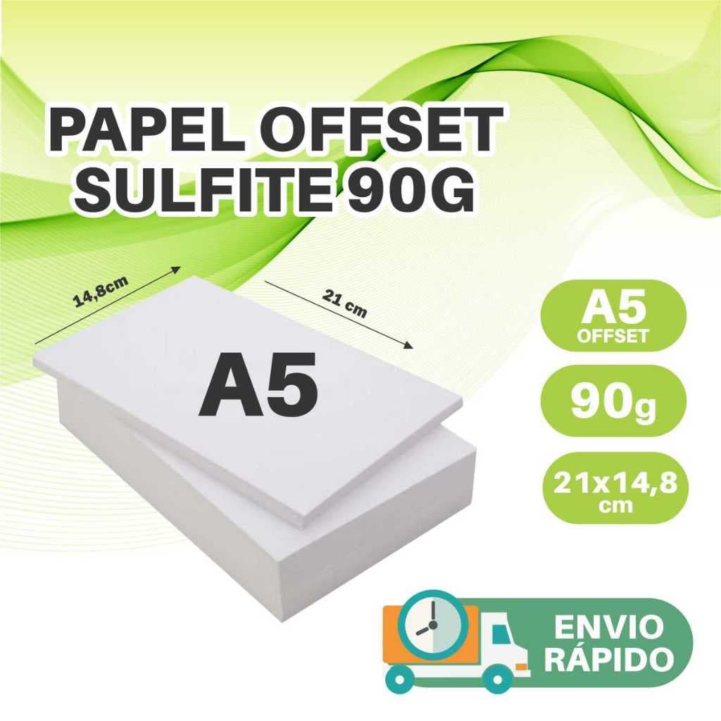Papel Offset Sulfite Branco 90g tamanho A5 21x14,8cm