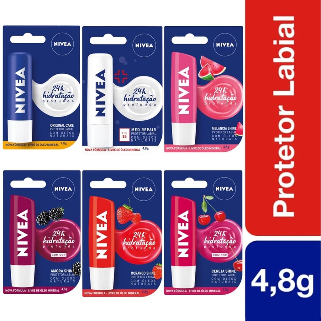 Protetor Labial hidratante Nivea 4,8g Diversas cores!