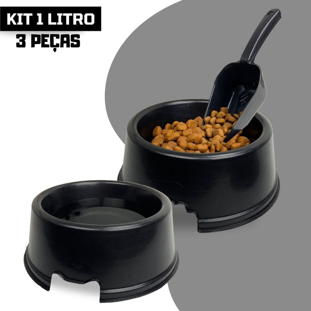 Kit Comedouro / Bebedouro Grande Para Cachorro 1 Litro