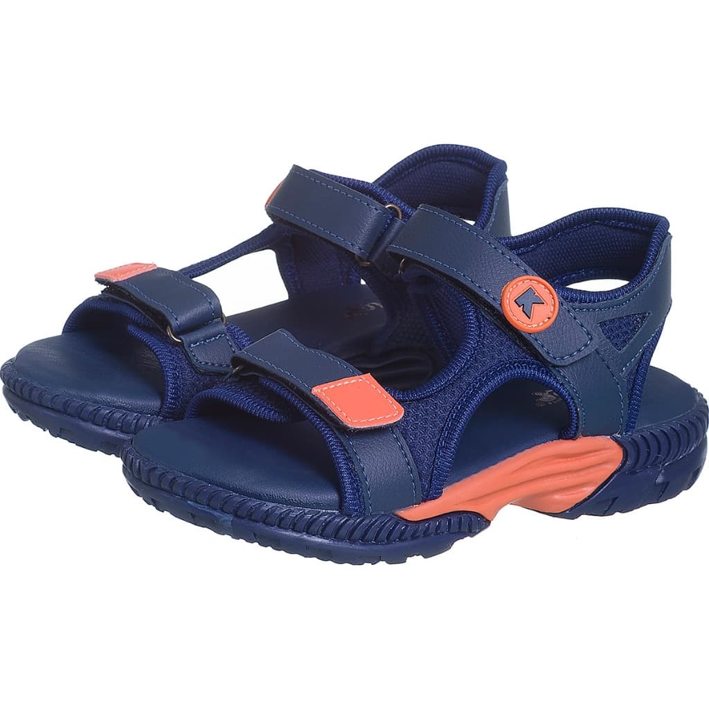 Sandália Papete Infantil Masculina Volta as Aulas Marinho Laranja Kidstep