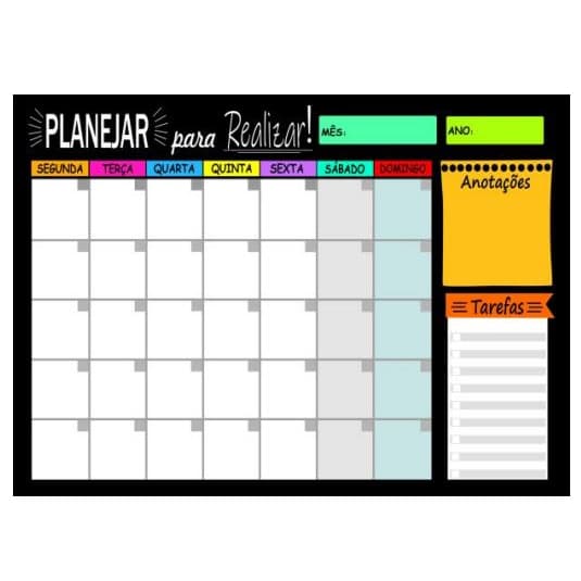 Quadro Planejador de Metal Mensal 29x40cm + Caneta Apagável – Planner de Parede Organização e Rotina