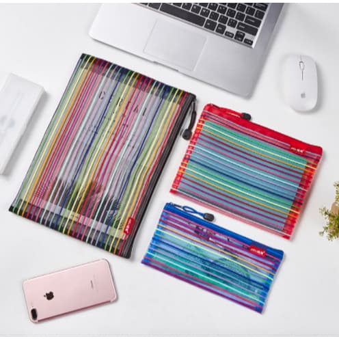 4 Unidades Estojo Multiuso Bolsinha Nylon Colorido Necessaire Promoção