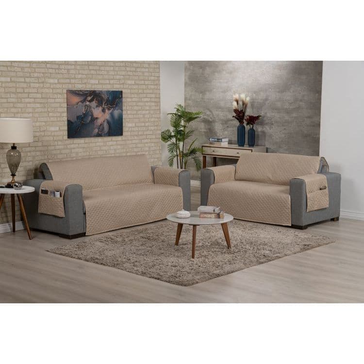 Kit Capa Protetor para Sofá 2 e 3 lugares Matelado Com e Sem Laço e Bolso Cores