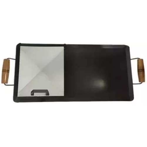 Chapa Lanches Hambúrguer Fogão Churrasqueira C/ Cabo Madeira