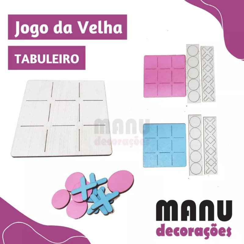 Kit 10 PEÇAS Jogo da Velha 10cm LISO PINTADO / Tabuleiro Presente Lembrancinha em MDF