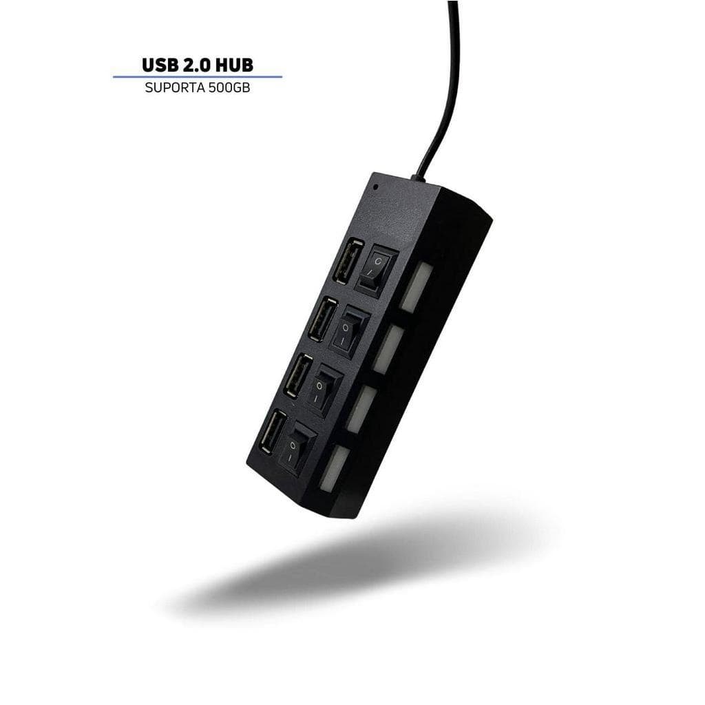 Hub USB Extensor 4 Portas 2.0 com Interruptor Liga/Desliga - LEHMOX - LEY-21