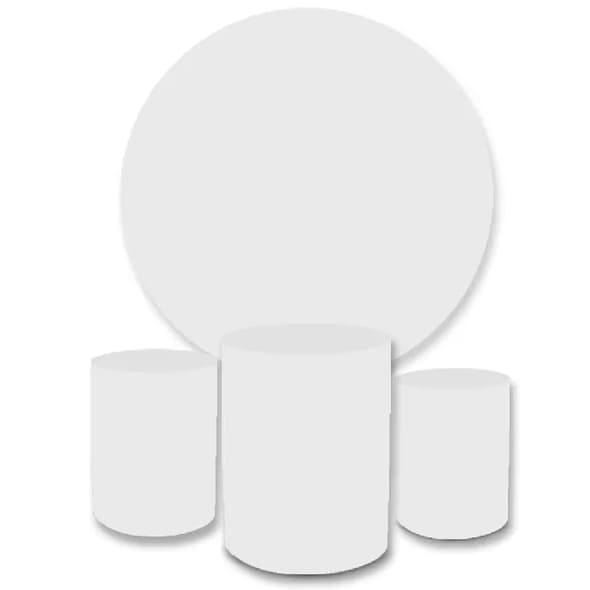 Kit Capas Decorativo Painel Redondo C/ Elástico + Trio Capa Cilindro Branco Liso Veste Fácil