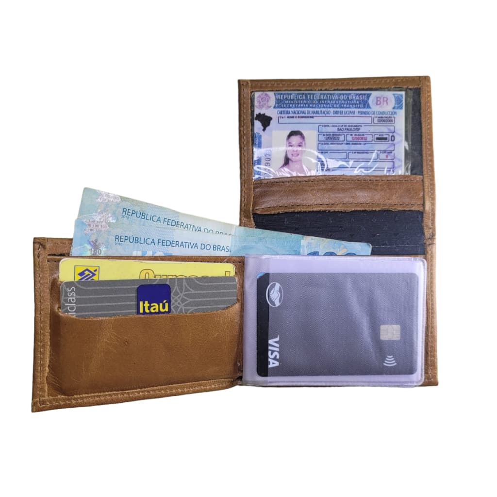 Carteira  em L Pequena - Apenas CNH-Couro- Legítimo-Porta Cartões-Porta Notas- Fotos Reais