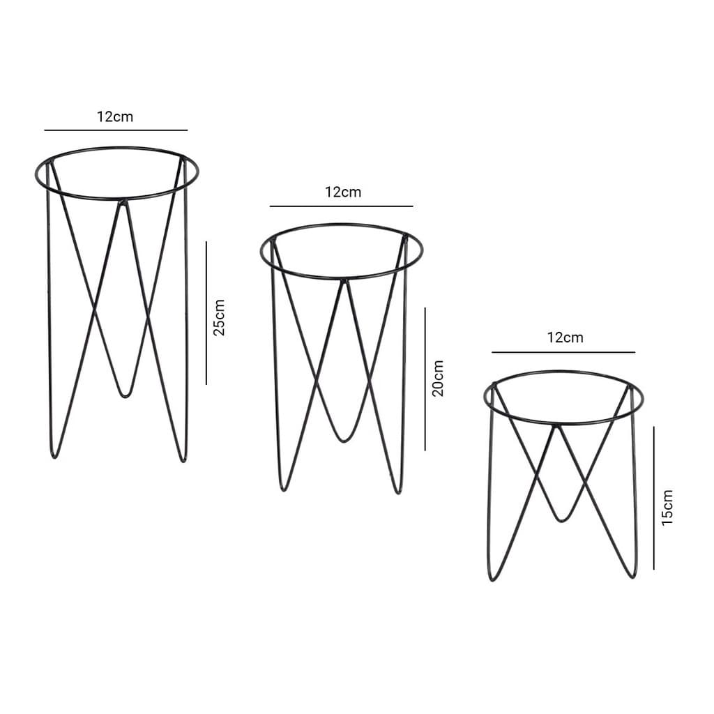 Kit 3 Suportes Tripé Para Vaso de Plantas Jardim