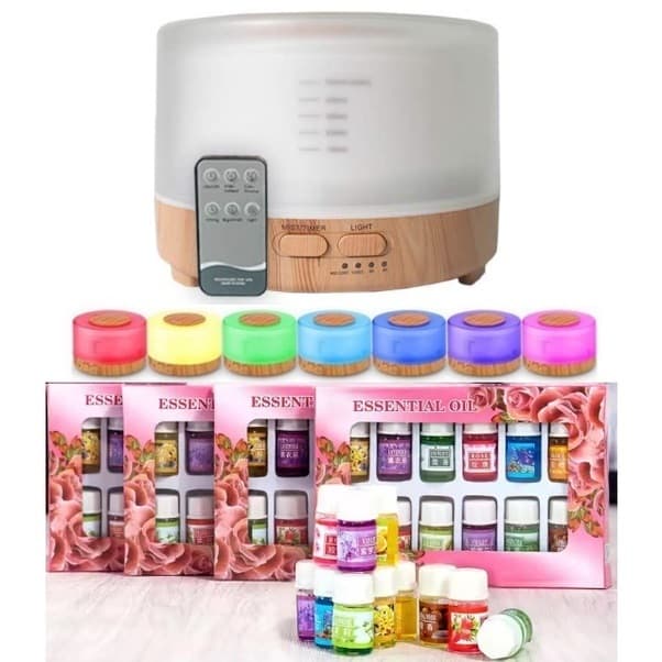 Aromatizador de Ambiente Umidificador e Difusor Ultrassônico Com Lumaria Led + Kit 12 Essências