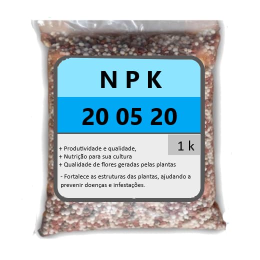 Adubo NPK 20.05.20 fertilizante Pacote 1k