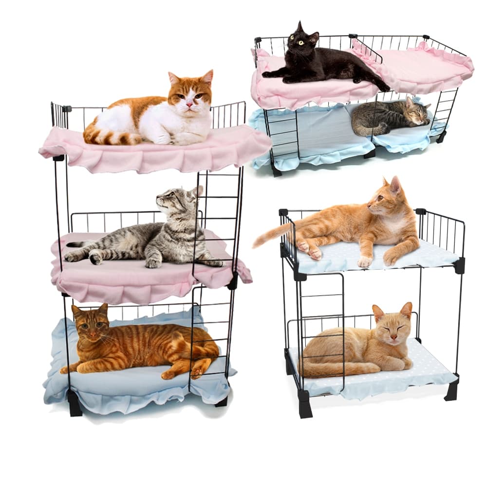 Beliche Cama Pet para Gato Treliche para Gato com Colchonete Tela Aramada Quadriliche Beliche Dupla