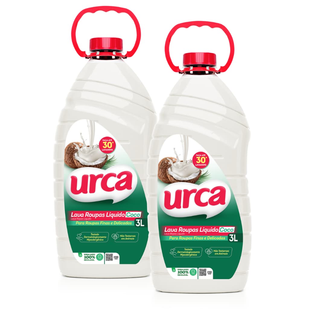 Kit 2 Lava Roupas Liquido Coco Urca 3L