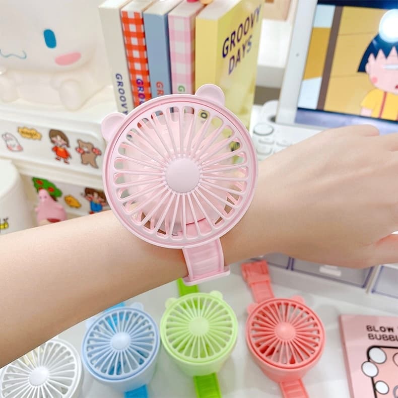 Urso Mini Ventilador De Relógio Usb Portátil Para Crianças e Estudantes