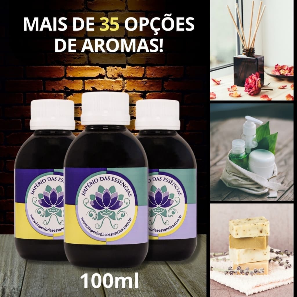 Essências com Aromas EXPLOSIVOS de 100ML Para Difusor, Aromatizador Ambientes, Sabonetes, Cosméticos