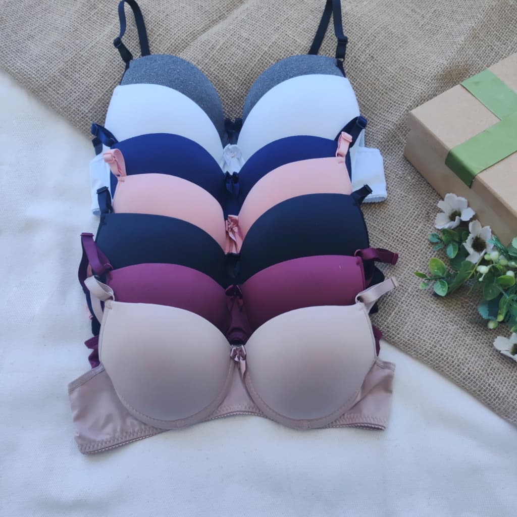 Kit 5 Sutiã Básico com Bojo Sutia Lingerie Soutien Alça com Regulagem