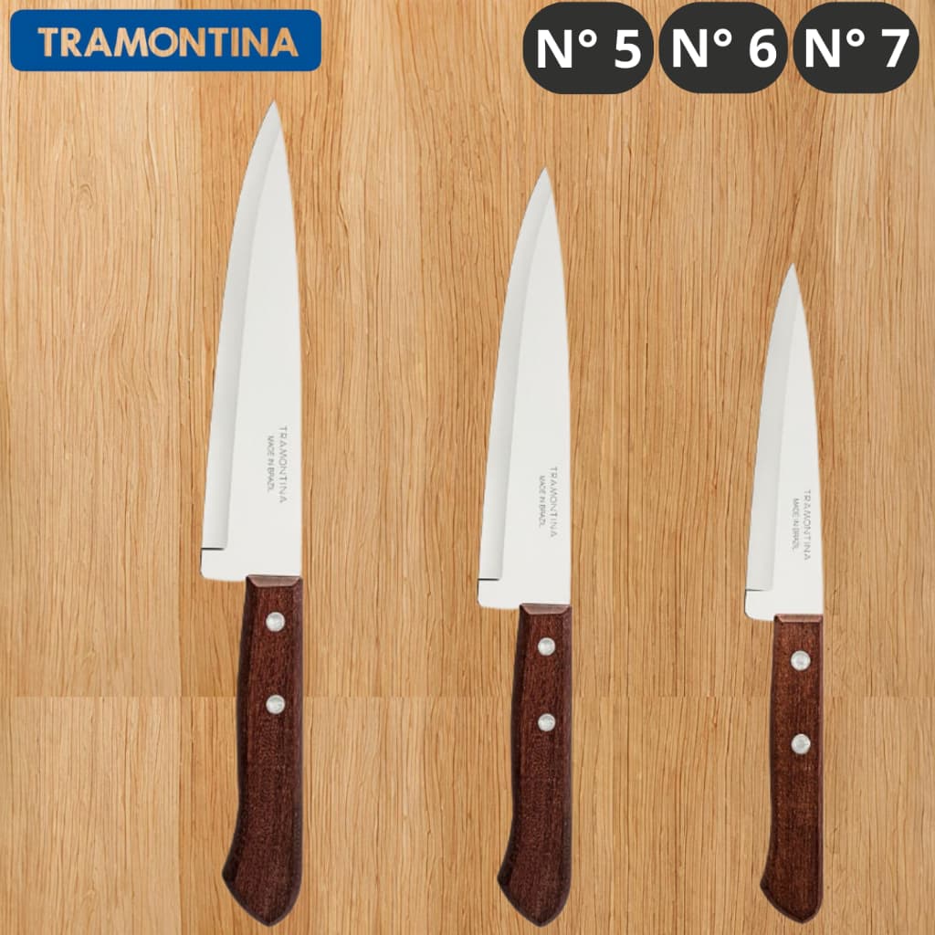 Faca De cozinha Inox Peixeira Tramontina Cabo de Madeira N 05 06 07 Oferta Especial