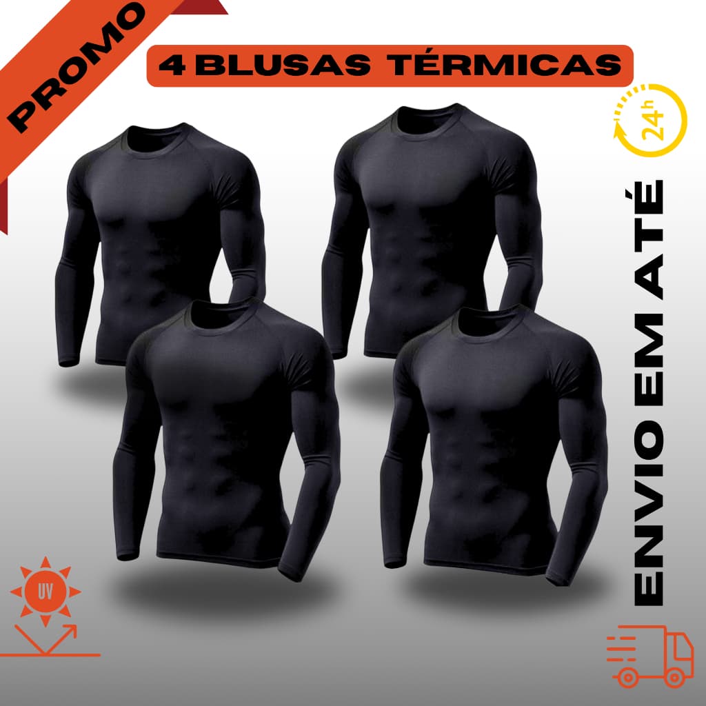 Kit com 4 Camiseta Uv Segunda Pele Proteção Solar Fator 50+ CORES VARIADAS