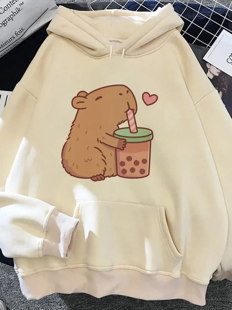 Blusa Moletom Com Capuz Unissex  Capivara Delicious Bubble Tea