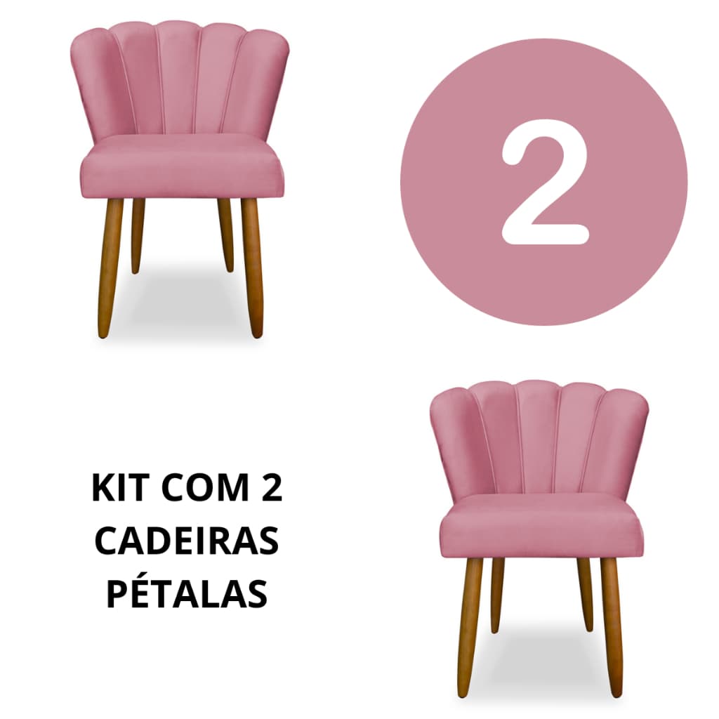 Kit 02 Cadeira Pétala Sala de Jantar Veludo Premium