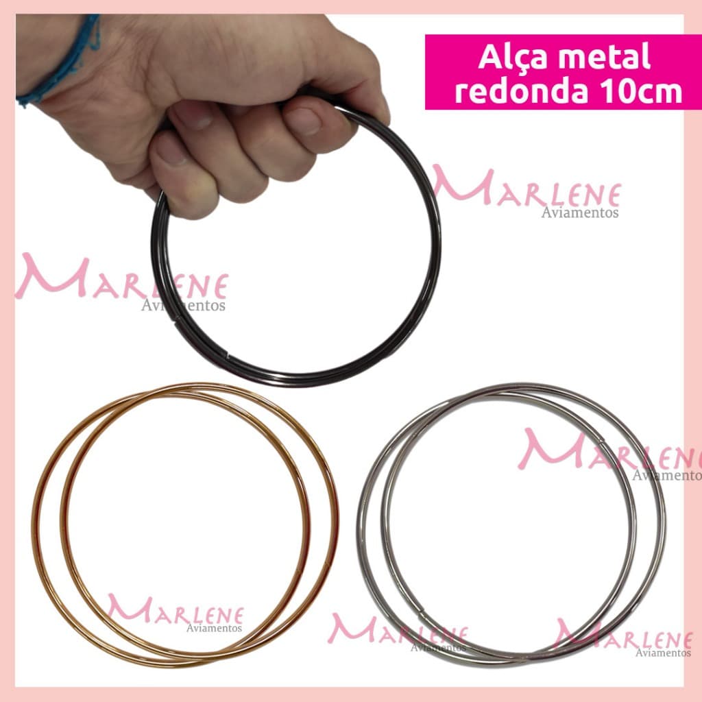 Alça de metal para bolsa redonda 10 cm SWQ10 com 1 par (Abertas)