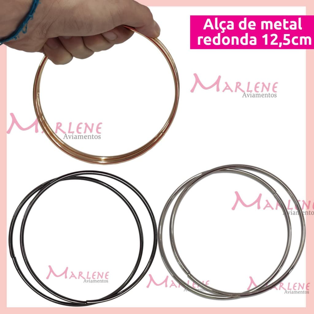 Alça de metal redonda para bolsa 12,5 cm SWQ125 com 1 par (Abertas)