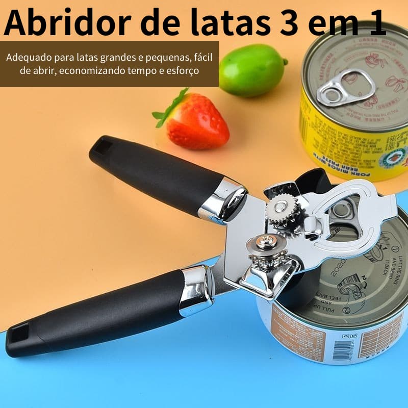 Abridor De Latas E Garrafas Aço Inox Profissional Casa  Envio Imediato-Entrega rápida
