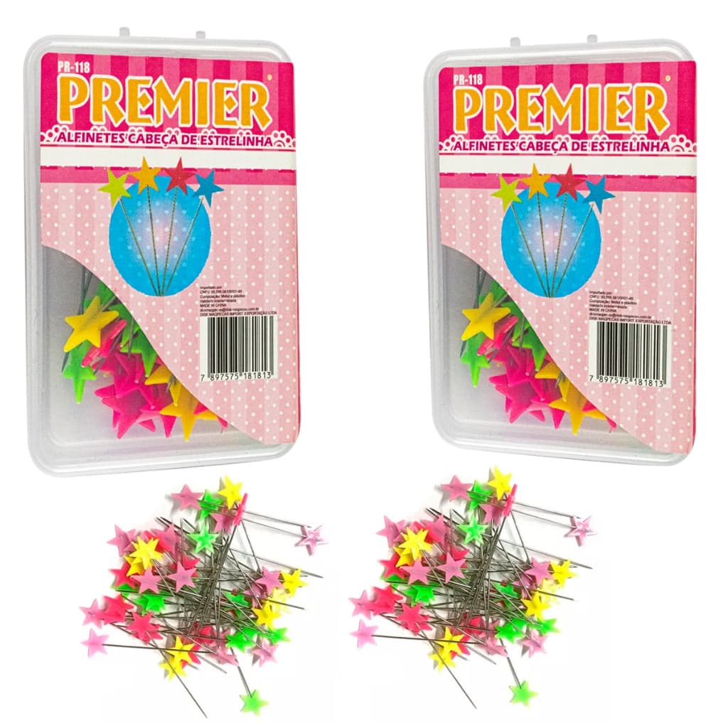 Alfinetes Costura Cabeca Estrela ponta fina