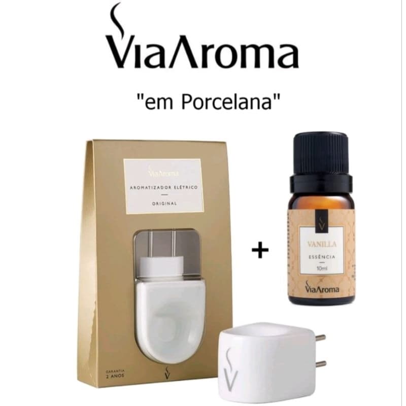 Kit Aromatizador de Ambiente elétrico em Porcelana Original+1 Essencia 10ml Via Aroma a escolher