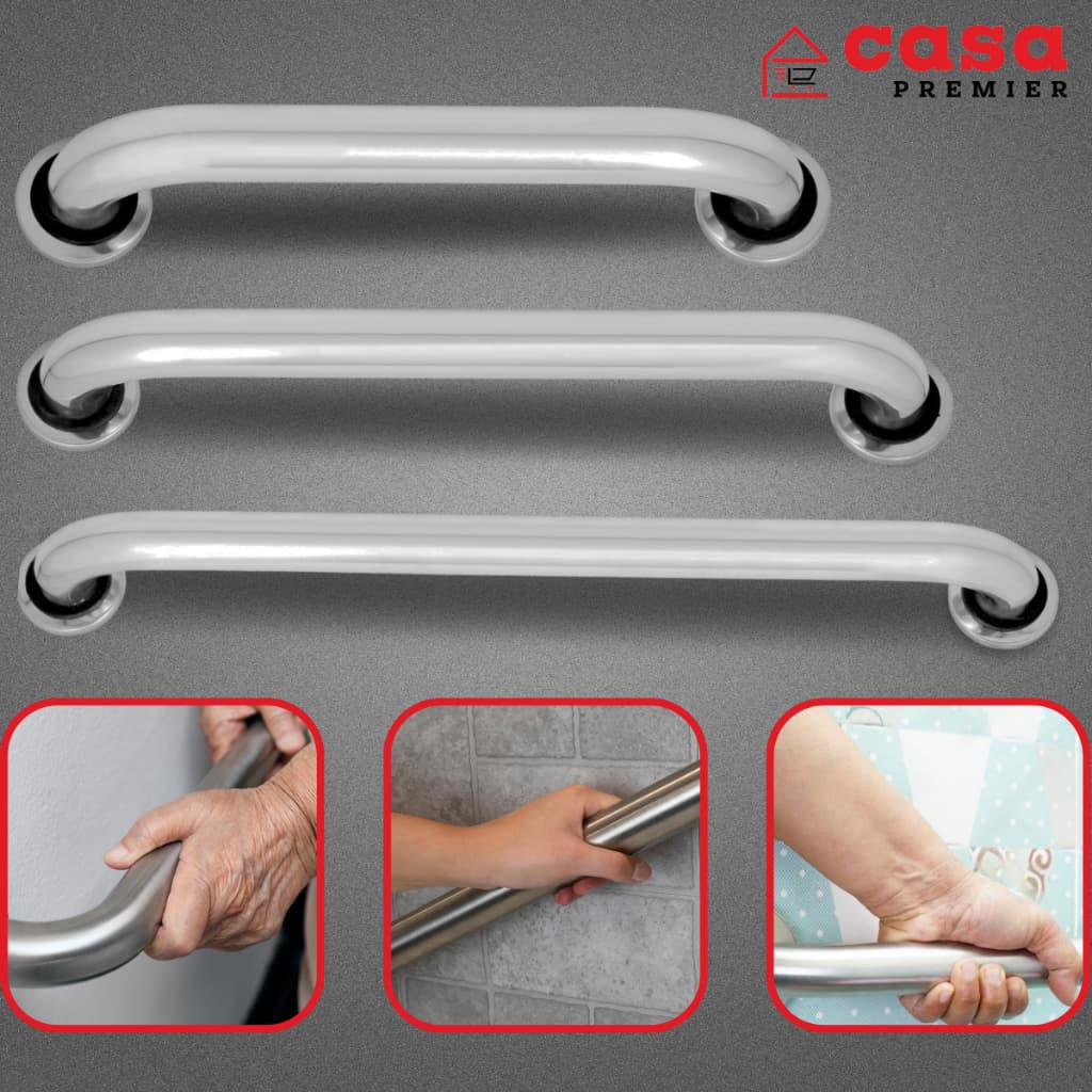 Kit 3 Barras Apoio Alumínio Alça Suporte Banheiro Segurança Proteção Idoso Deficiente 60cm 50cm 40cm