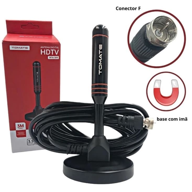 Antena Digital Hd 3.5dbi Interna Externa Com Imã 3m