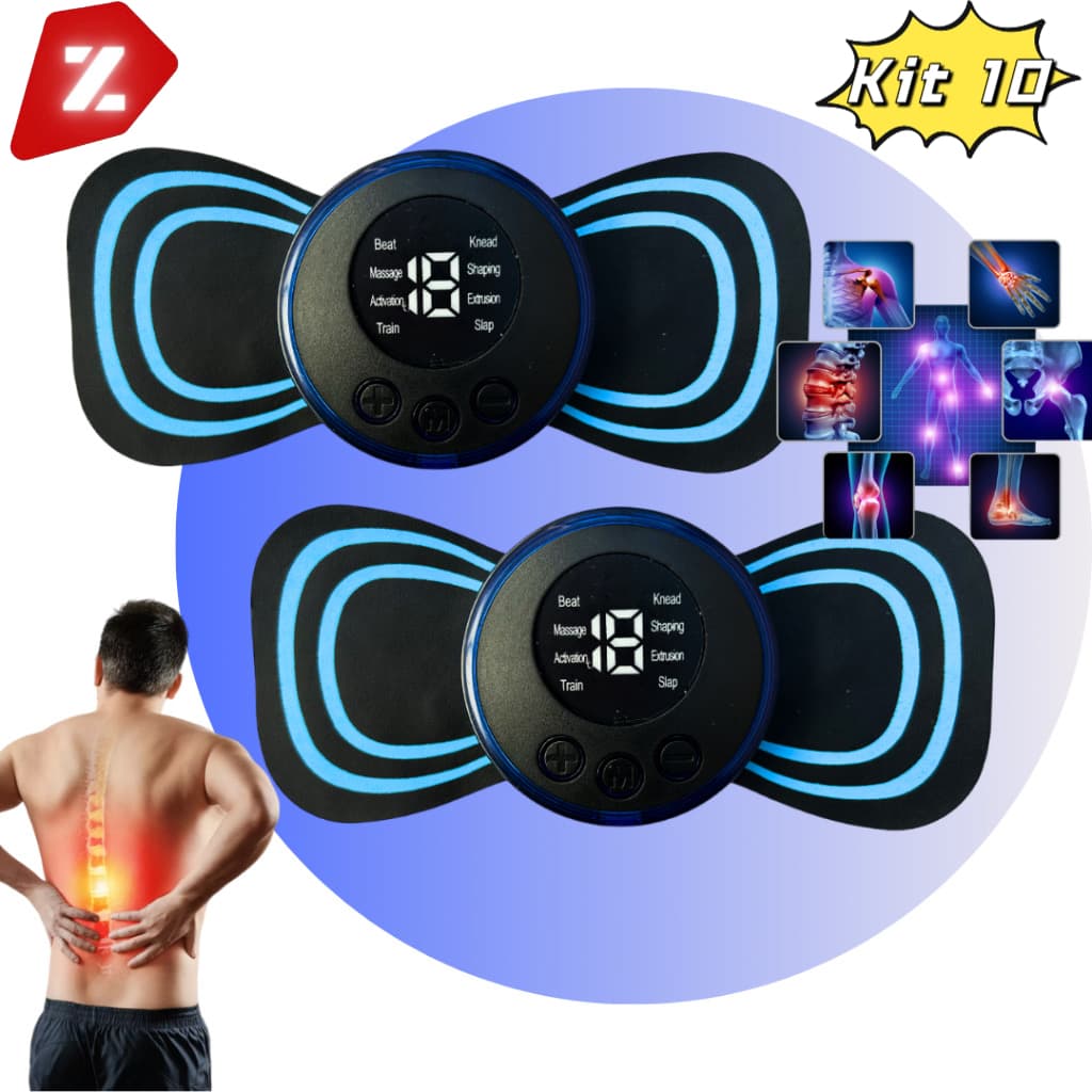 Kit 10 Mini Massageador Elétrico Portátil Cervical EMS Alivia Dores Corpo Pescoço