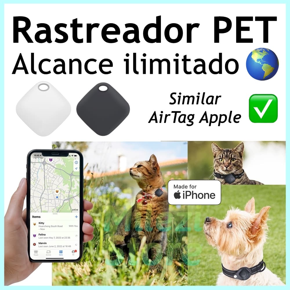 Rastreador PET Tag Alcance ilimitado para iPhone iOS Apple Buscar