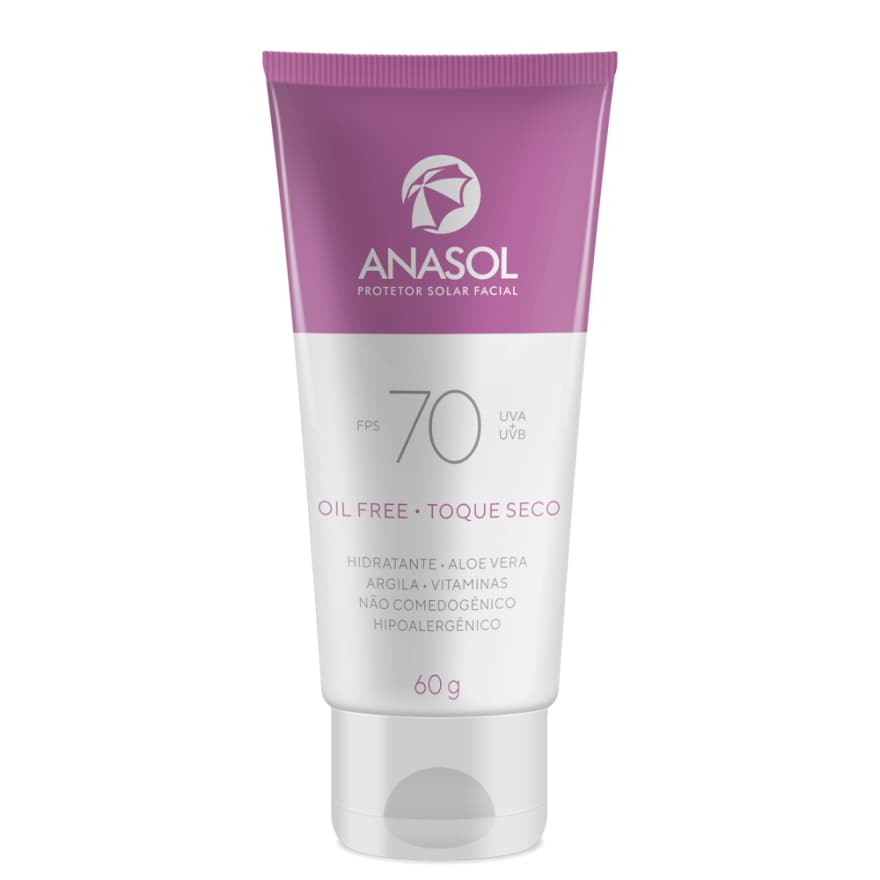 Anasol Protetor Solar Facial Toque Seco FPS 70 Oil Free 60 g