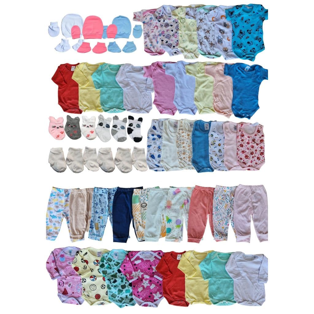 Kit enxoval bebê 33 peças algodão bebê menino menina e unissex