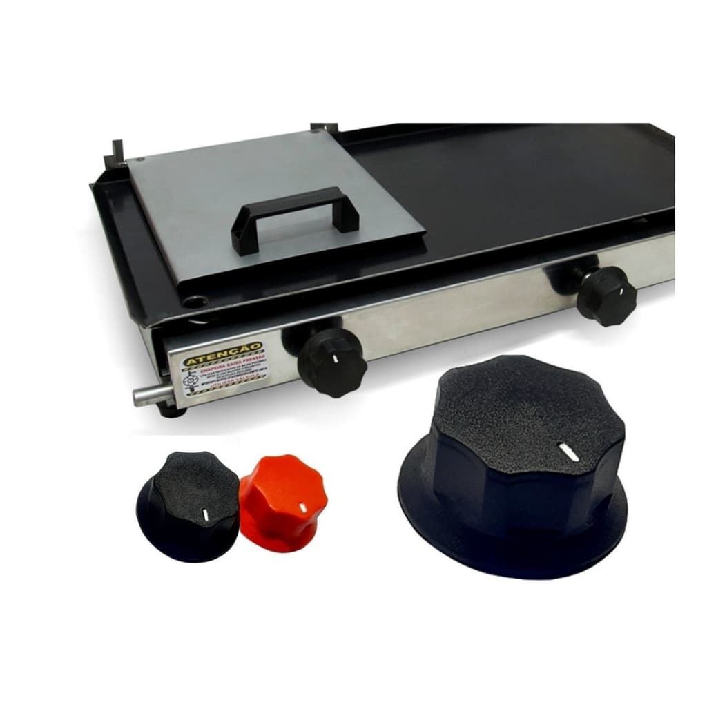 Botão Preto Vermelho Com Entrada Meia Lua Para Chapeiras Chapas De Lanches Fogões Industriais Peça de Reposição Itafera