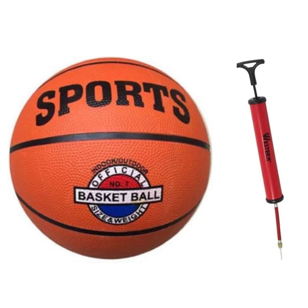 Bola Basquete Tamanho oficial N 7 + Bomba de ar inflar com bico Basquetball