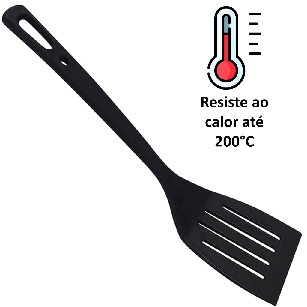 Espátula Chapeiro Fritura de Nylon (Para Alta Temperatura) Suporta Até 200°