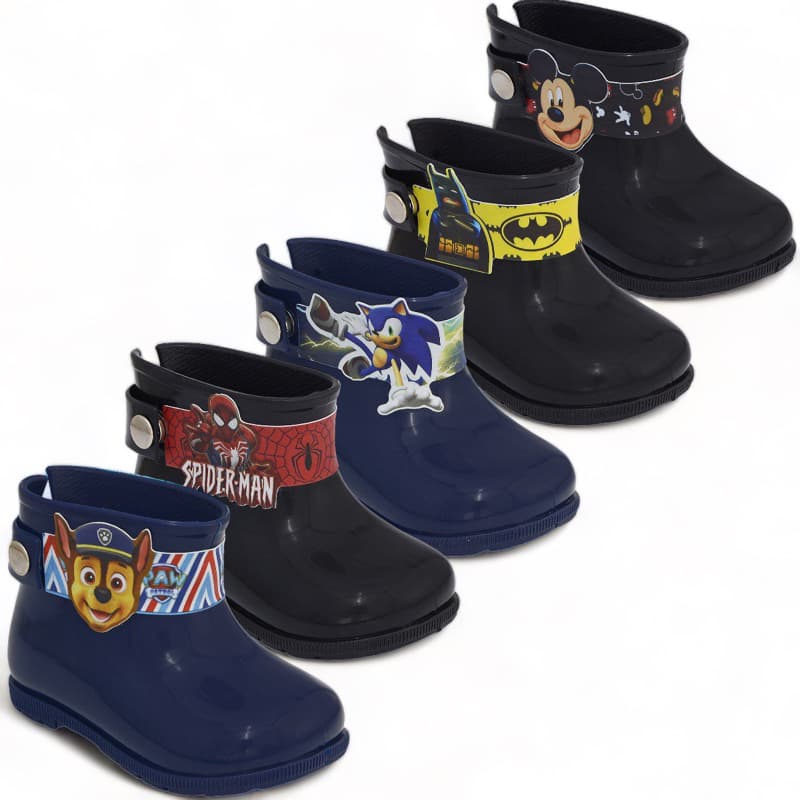 Bota Galocha Infantil Masculina Menino Impermeável Cano Baixo