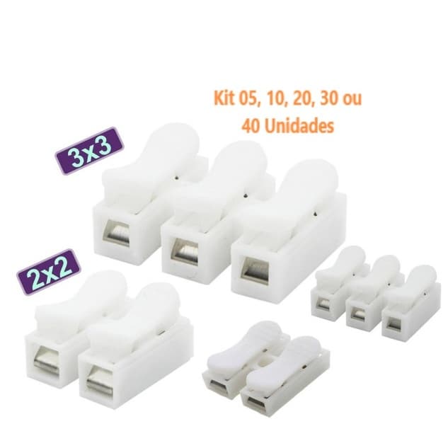 10/20/30 ou 40 Emenda Sem Solda Para Fios duplo BRANCO Conector de Pressão