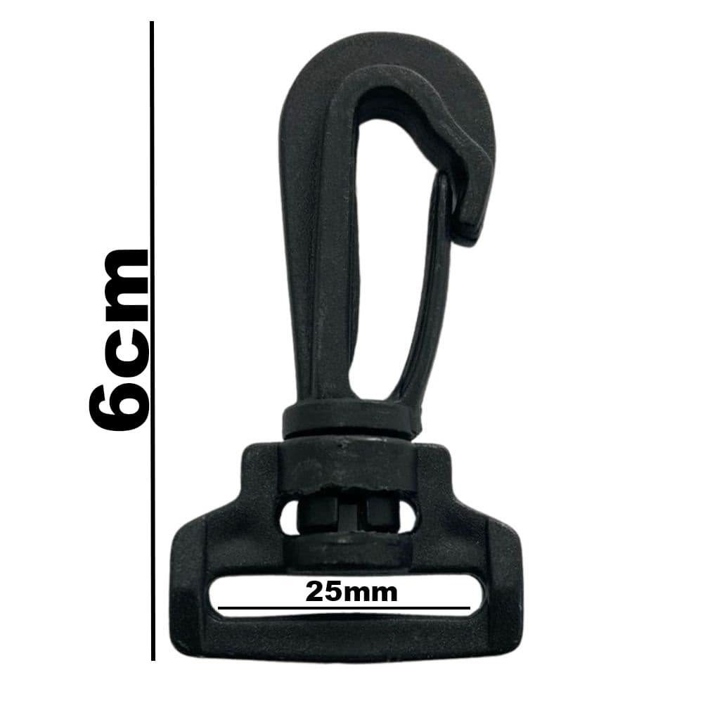 10un Mosquetão 25mm Preto Plástico Fecho Gancho Bolsas Mochila