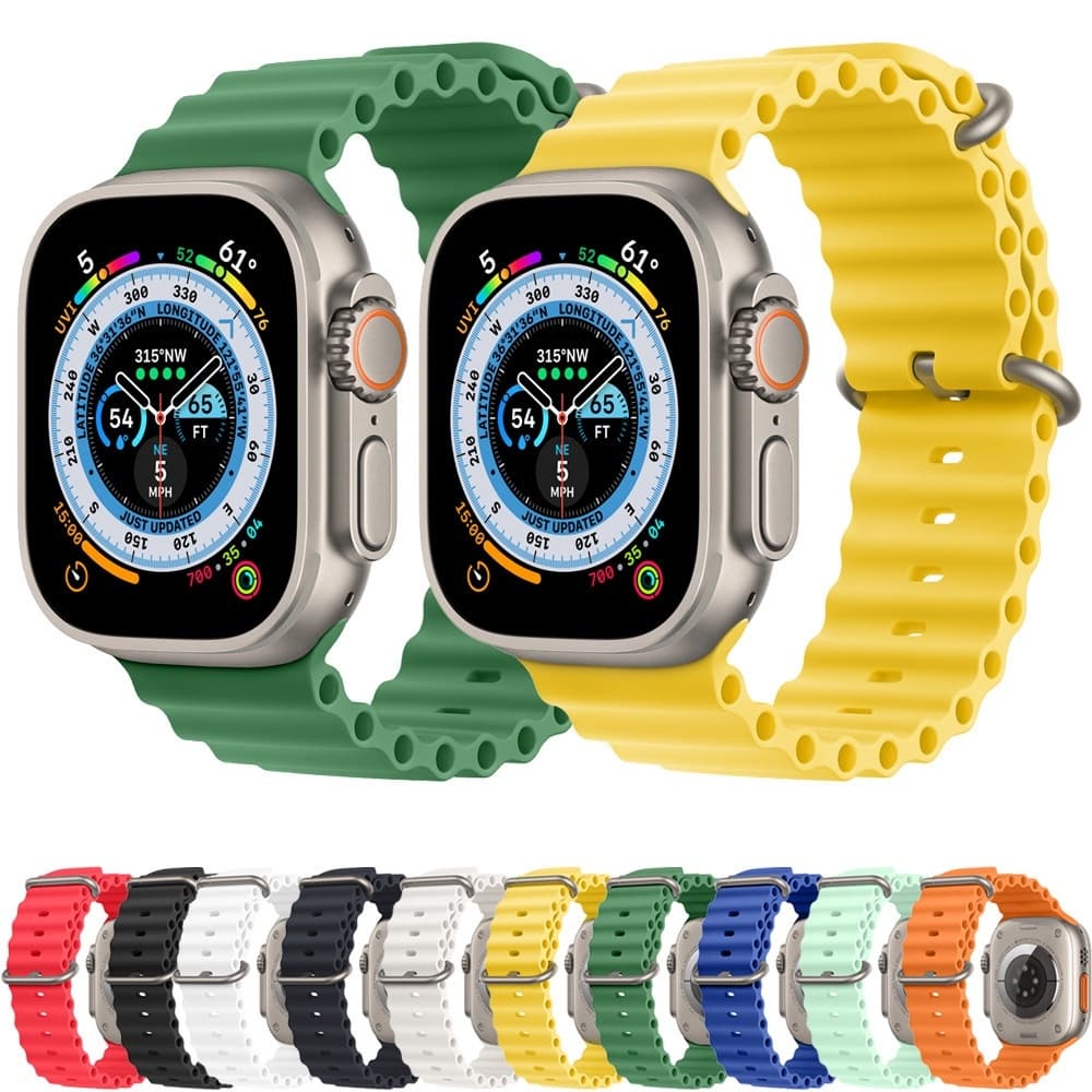 Pulseira De Silicone Oceânica Para Relógio Apple Ultra 49mm Série 8 7 6 5 4 3 2 1 iWatch 45mm 41mm 44mm 40mm 42mm 38mm