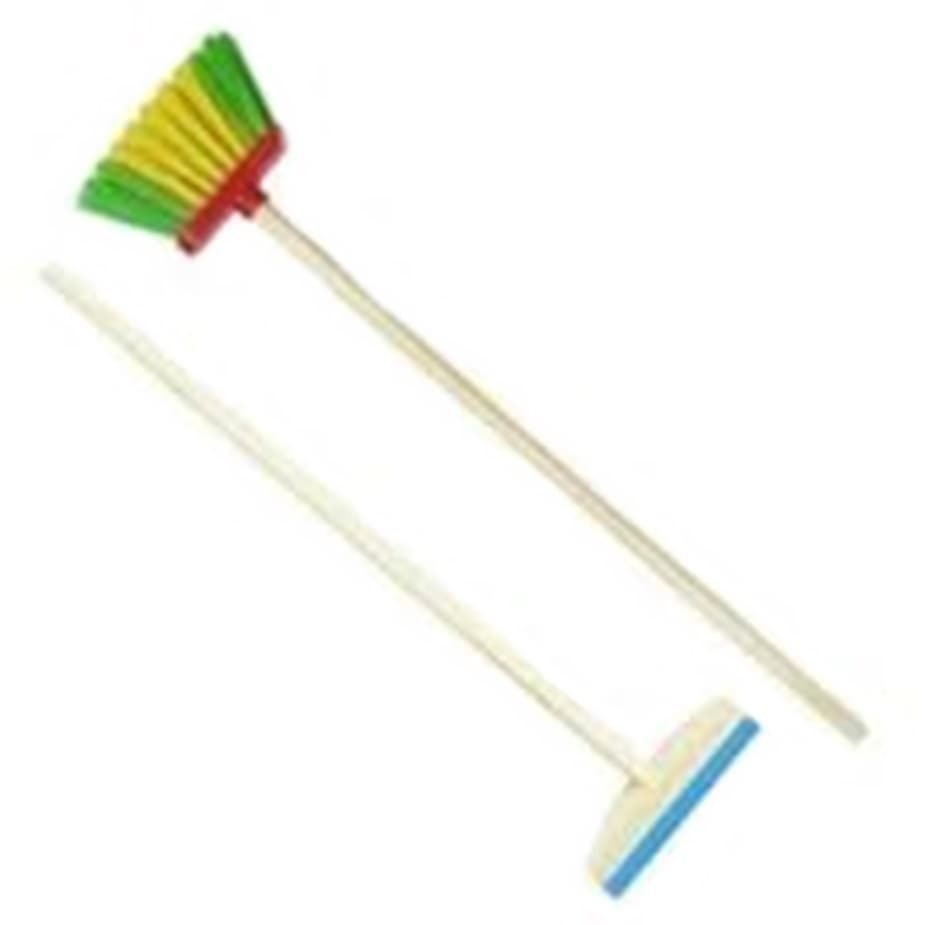 Kit Limpeza Infantil Brinquedo Vassoura + Rodo