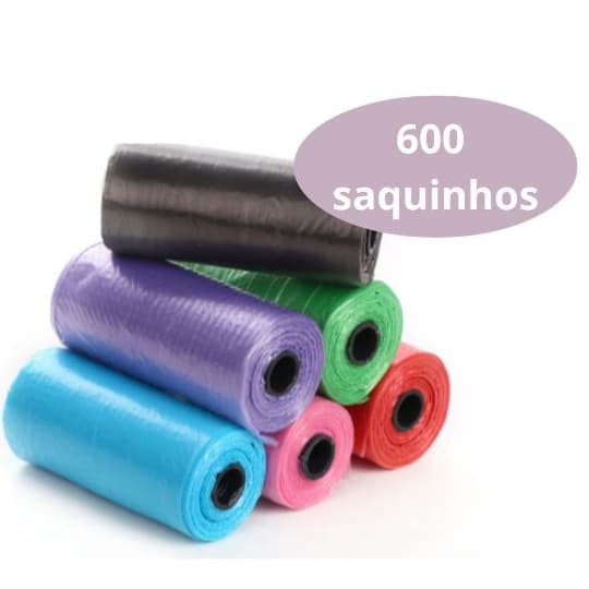 600 saquinhos cata coco Kit 40 Rolinhos C/15 Sacos De Lixo Coco Pet Gato E Cachorro saco plastico