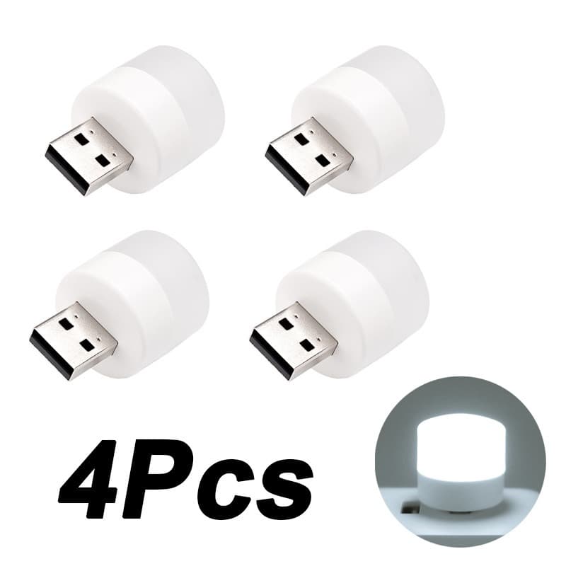 USB Lâmpada LED Portátil Mini KIT COM 4 LEDs Noite Luz Redonda Pequena Do Computador Móvel De Alimentação luz