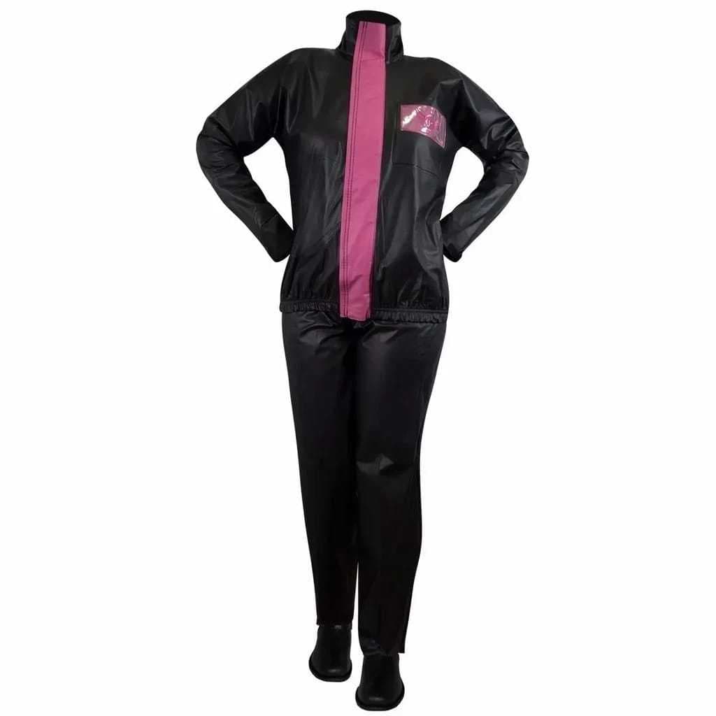 Capa de chuva moto Flay Feminina Preto e Rosa