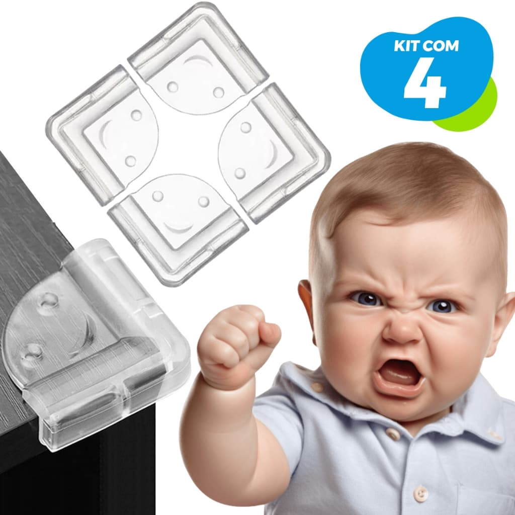 Kit 4 Protetor Quina Canto Bebê Mesa Cantoneira Móveis Segurança Silicone Idoso Ponta Vidro Adesivo